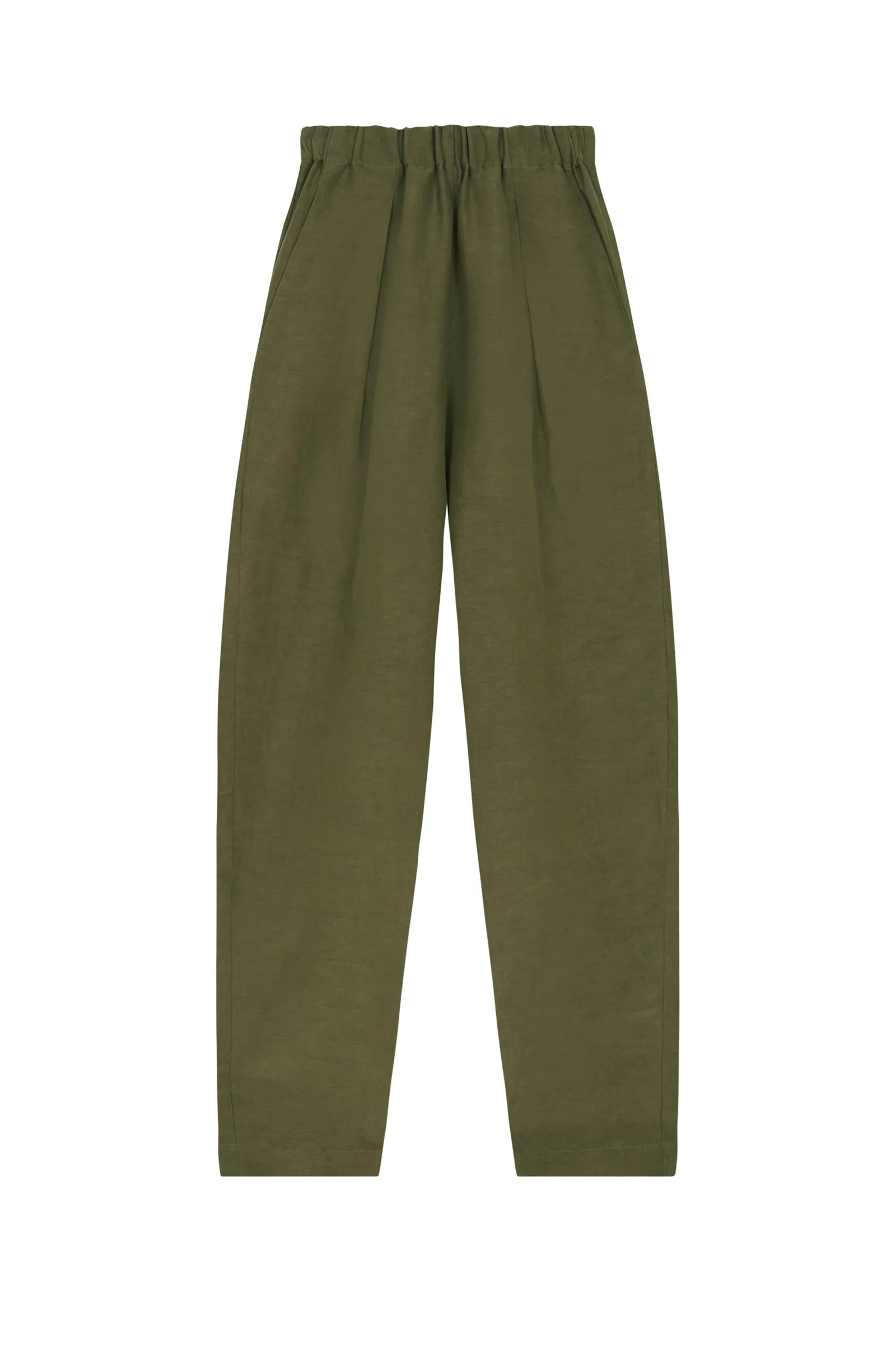 Ama, green linen and silk pants