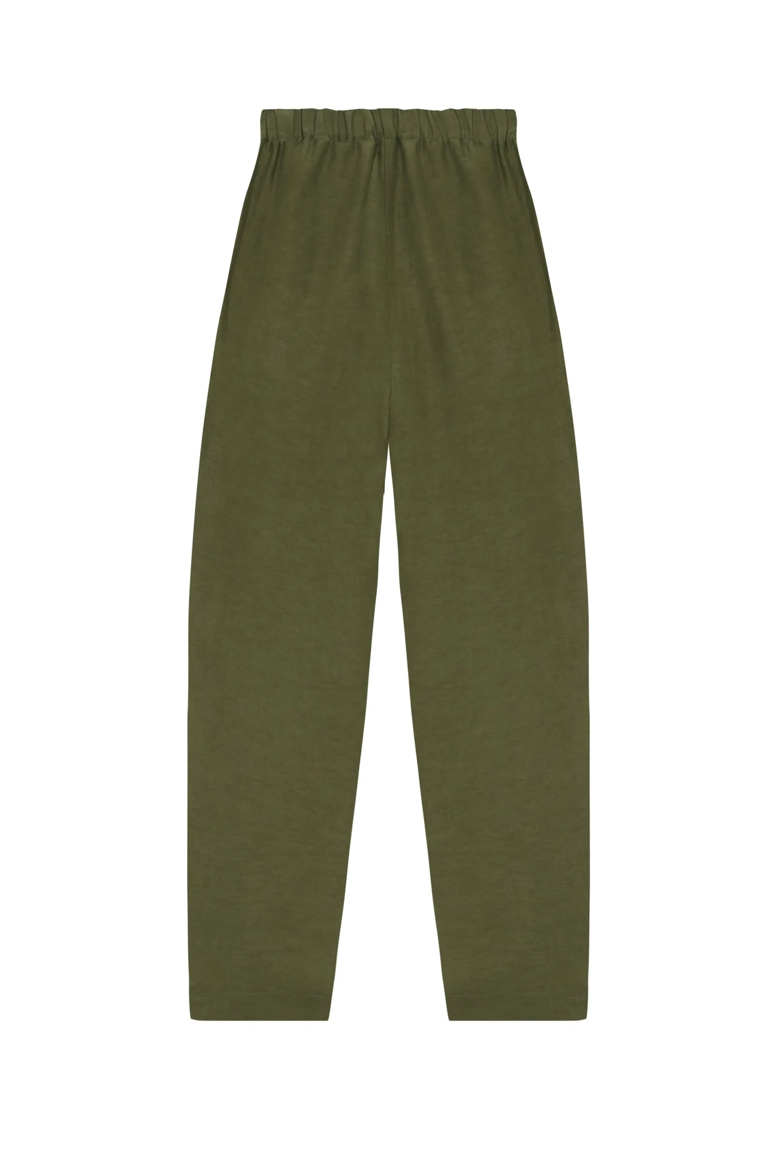 Ama, green linen and silk pants