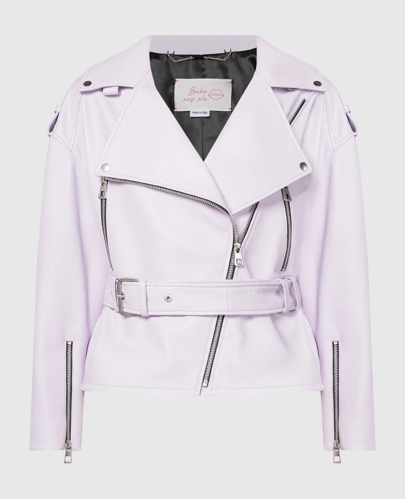 Babe Pay Pls Purple leather jacket
