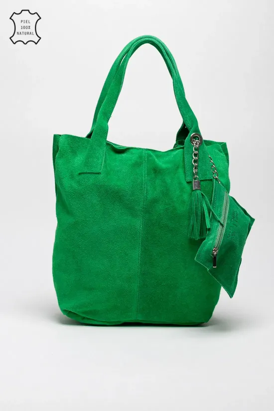 BOLSO DE PIEL MYKONOS  VERDE CéSPED