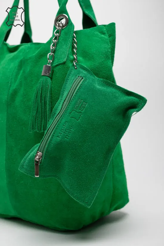 BOLSO DE PIEL MYKONOS  VERDE CéSPED