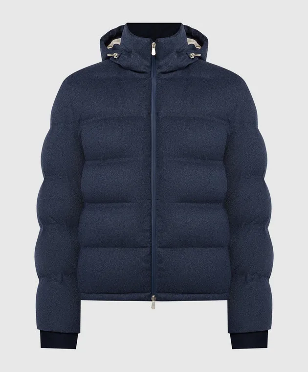 Brunello Cucinelli Blue down jacket made of wool