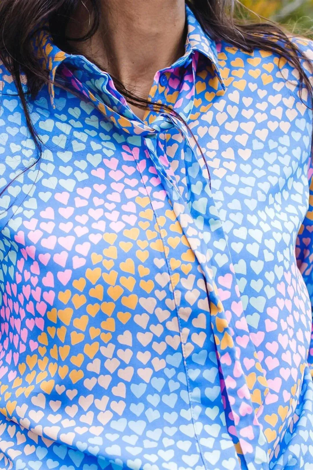 Camisa Catrina Blue Sliding Hearts
