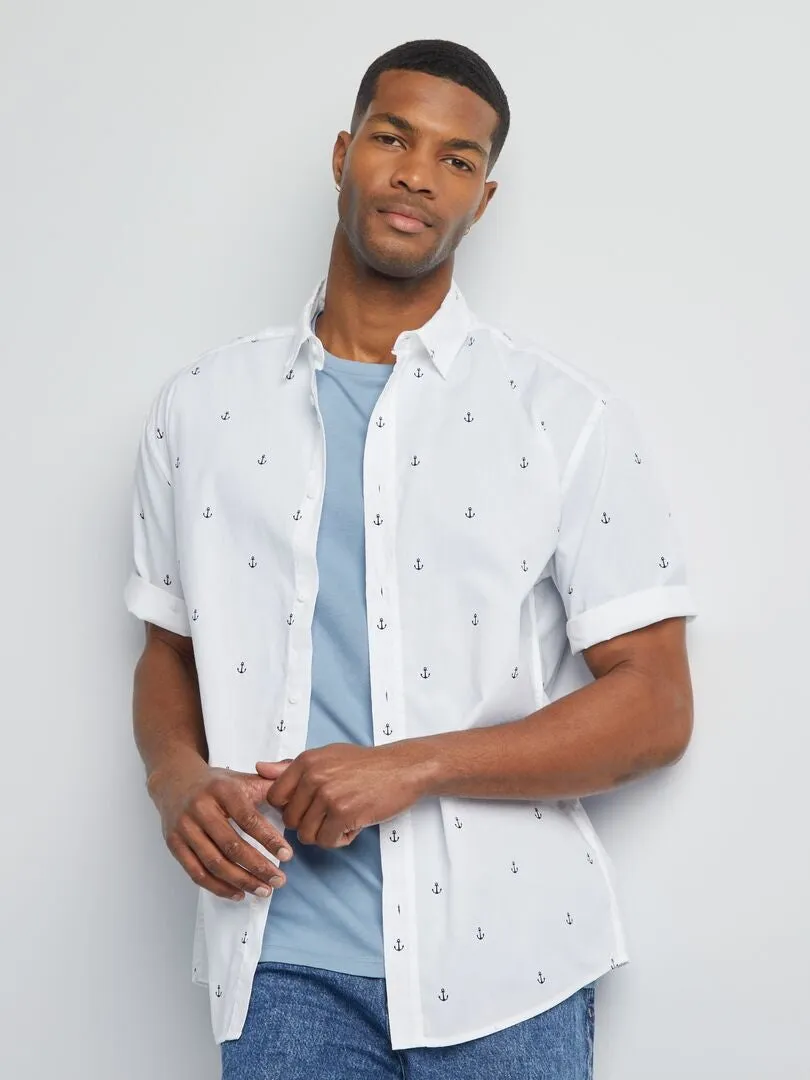 CAMISA ESTAMPADA DE MANGA CORTA  BLANCO