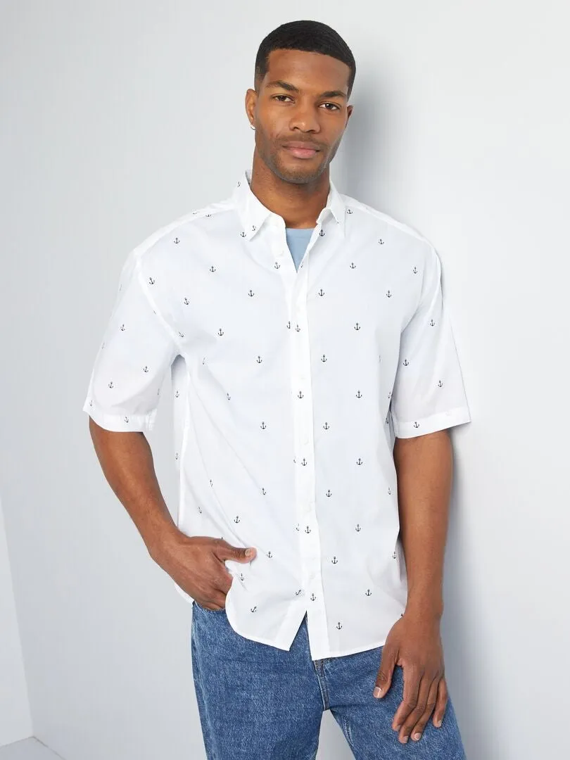 CAMISA ESTAMPADA DE MANGA CORTA  BLANCO