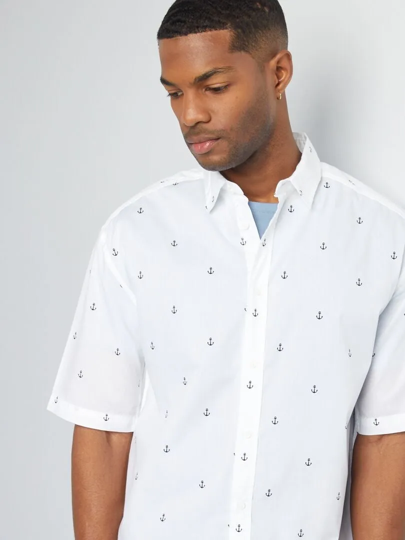 CAMISA ESTAMPADA DE MANGA CORTA  BLANCO