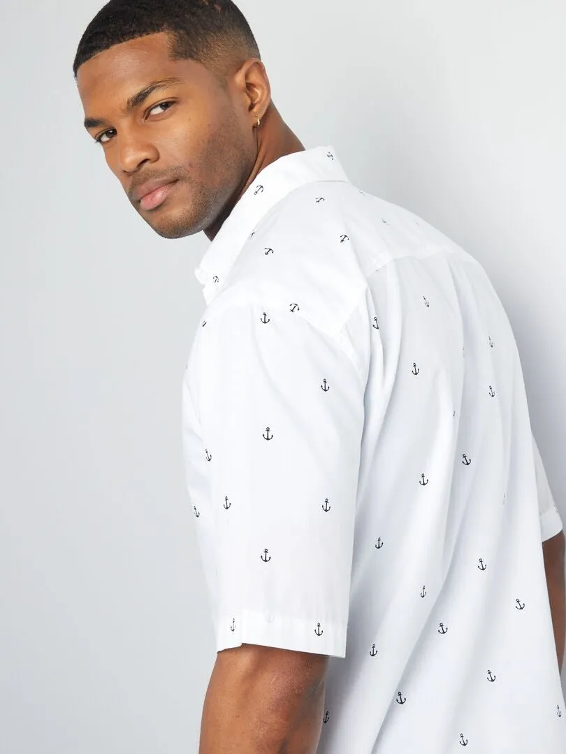 CAMISA ESTAMPADA DE MANGA CORTA  BLANCO