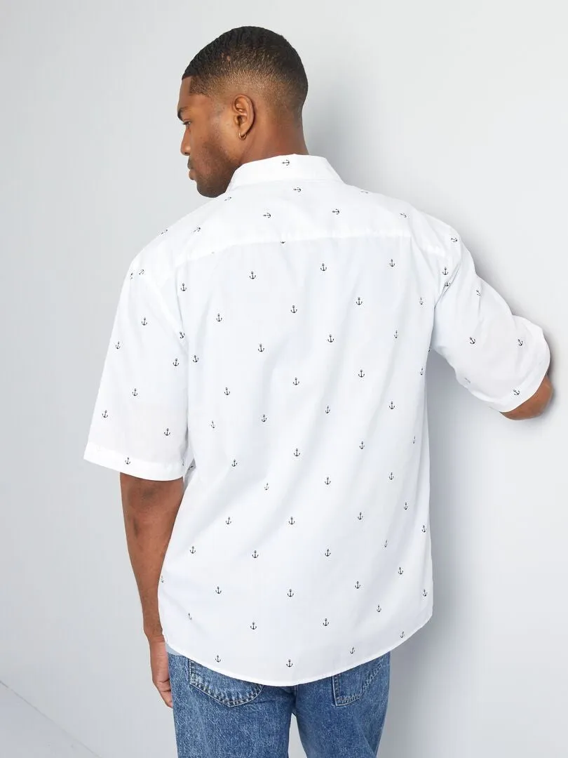 CAMISA ESTAMPADA DE MANGA CORTA  BLANCO