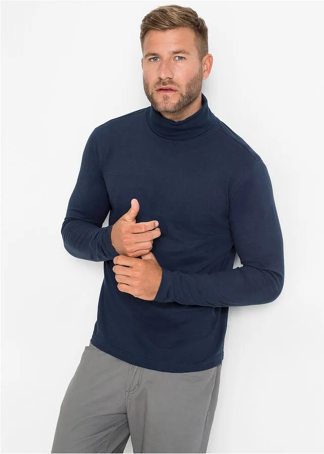 Camiseta de manga larga con cuello alto Azul marino