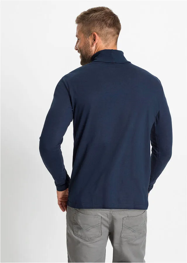 Camiseta de manga larga con cuello alto Azul marino