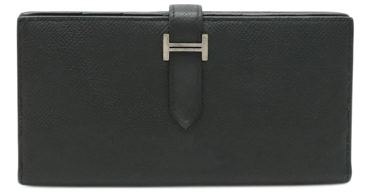 CARTERA LARGA BIFOLD SOUFFLET BEARN DE HERMèS NEGRO 