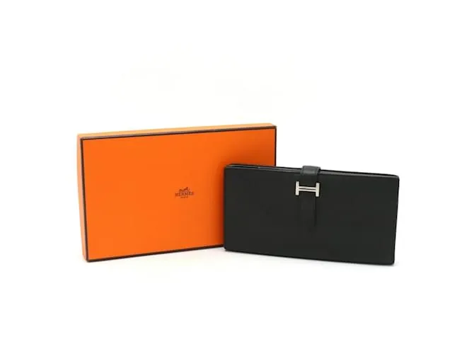 CARTERA LARGA BIFOLD SOUFFLET BEARN DE HERMèS NEGRO 