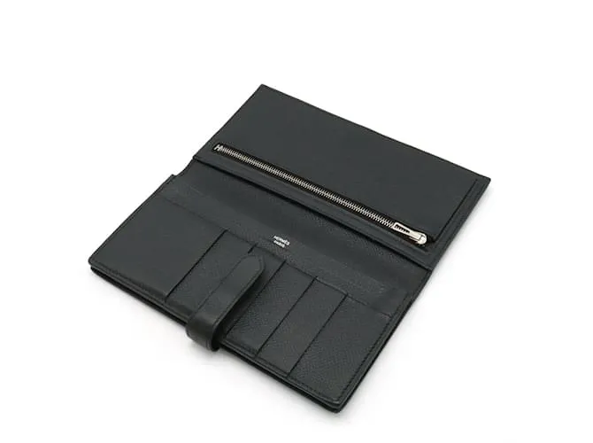 CARTERA LARGA BIFOLD SOUFFLET BEARN DE HERMèS NEGRO 