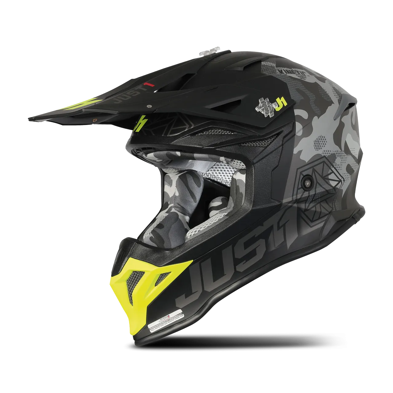 CASCO DE CROSS JUST1 J39 GRISCAMUFLAJENEGRO