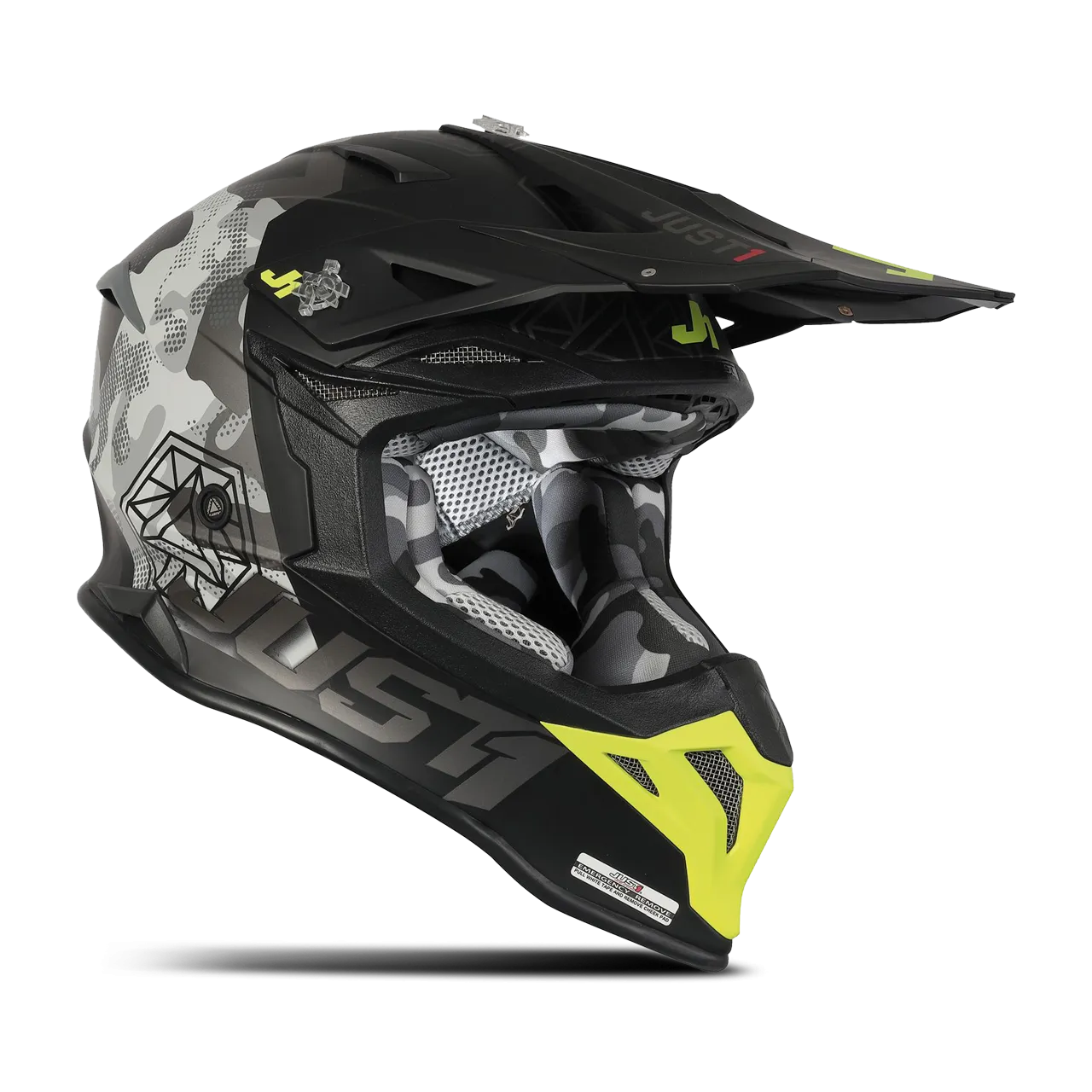 CASCO DE CROSS JUST1 J39 GRISCAMUFLAJENEGRO