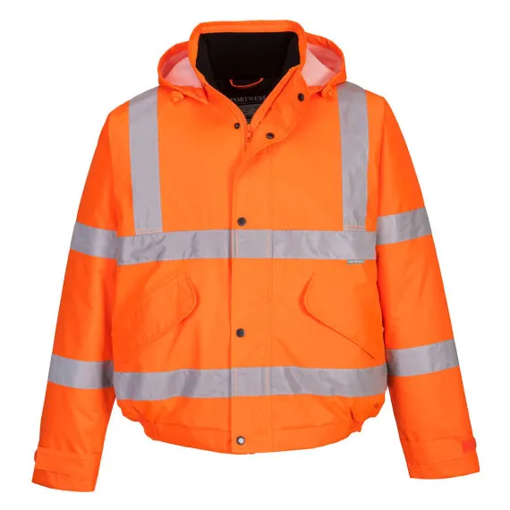 CAZADORA DE INVIERNO HIVIS IMPERMEABLE CON CAPUCHA Y CINTAS REFLECTANTES PORTWEST S463