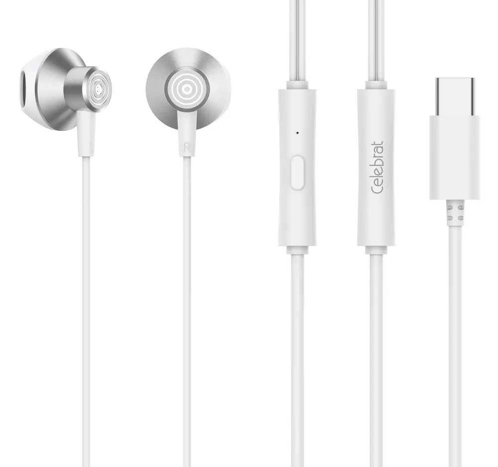 CELEBRAT AURICULARES CON MICRóFONO D14, USBC, 1.2M, BLANCO
