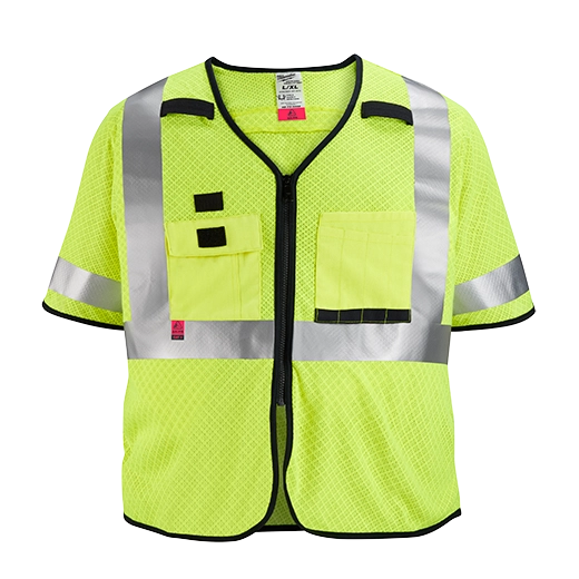 Chaleco de seguridad de malla amarilla de gran visibilidad clase 3 AR/FR Cat. 1