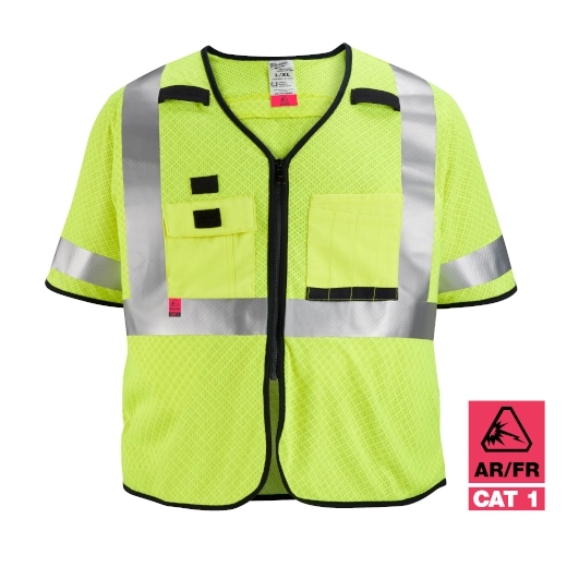 Chaleco de seguridad de malla amarilla de gran visibilidad clase 3 AR/FR Cat. 1