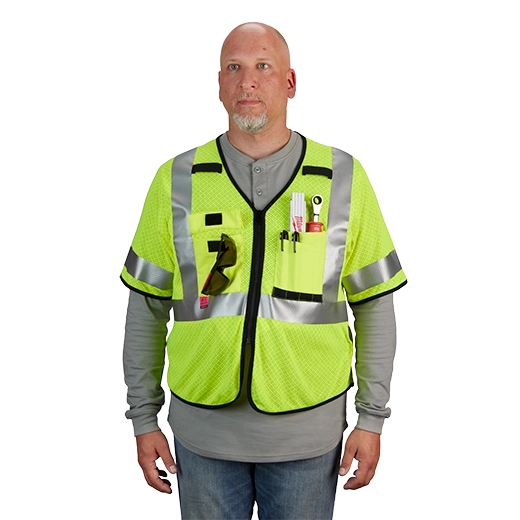Chaleco de seguridad de malla amarilla de gran visibilidad clase 3 AR/FR Cat. 1