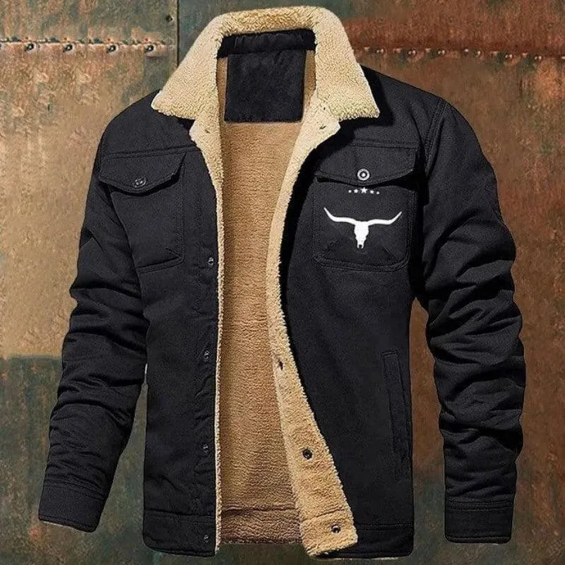Chaqueta informal de algodón con forro polar para hombre