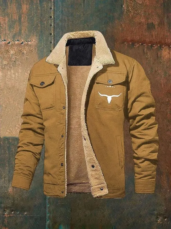 Chaqueta informal de algodón con forro polar para hombre