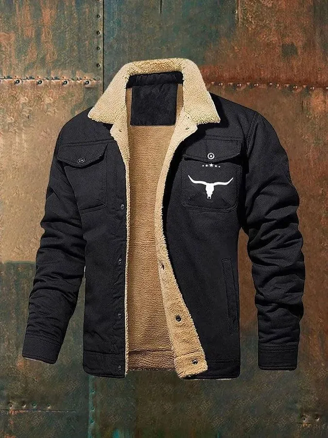 Chaqueta informal de algodón con forro polar para hombre