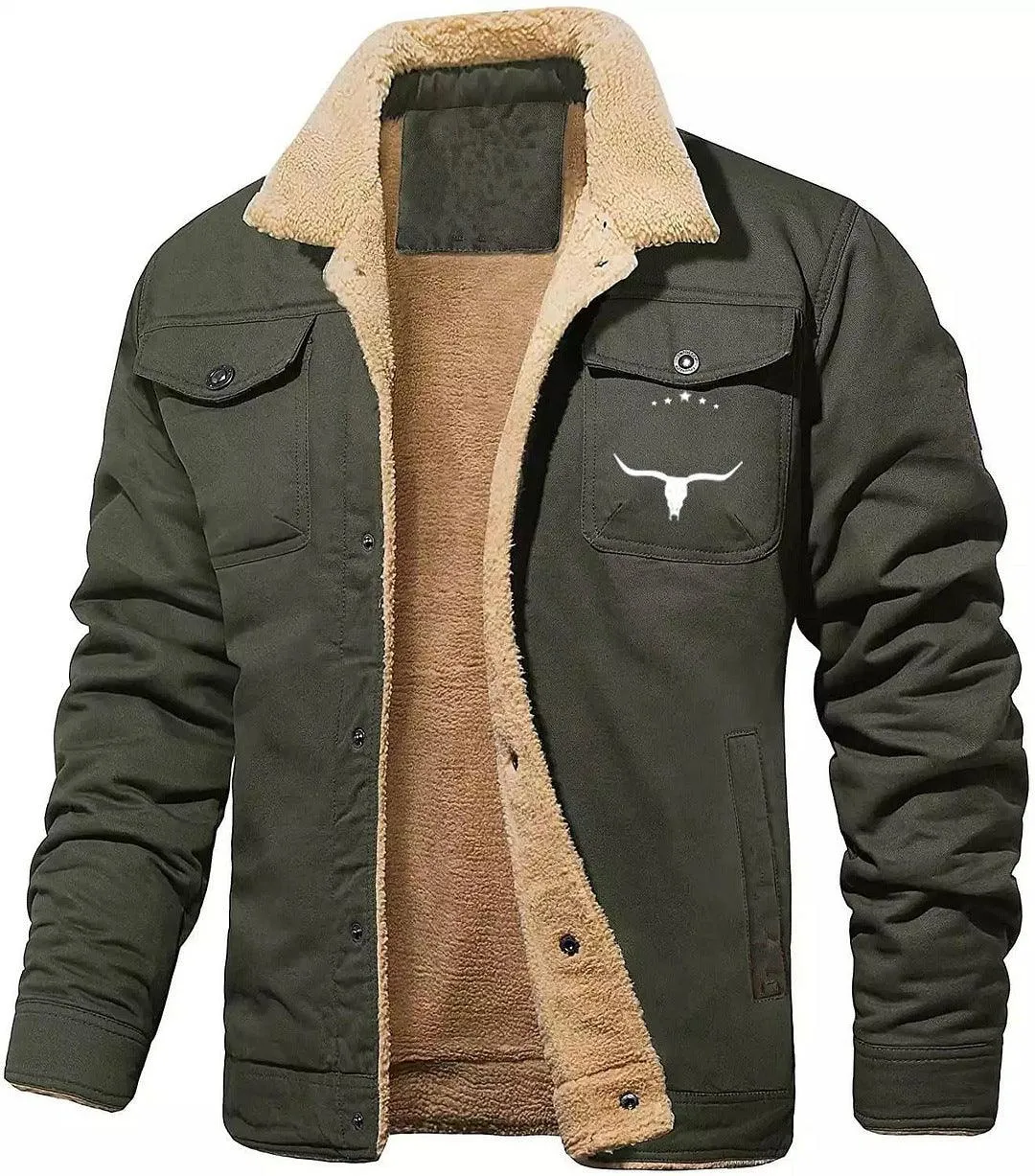Chaqueta informal de algodón con forro polar para hombre