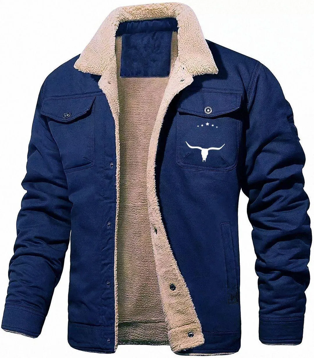 Chaqueta informal de algodón con forro polar para hombre