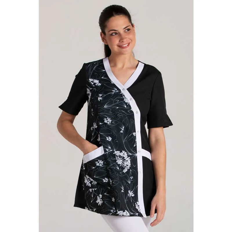 CHAQUETA LEVITA DE MICROFIBRA NEGRA ESTAMPADO FLOR  DYNEKE