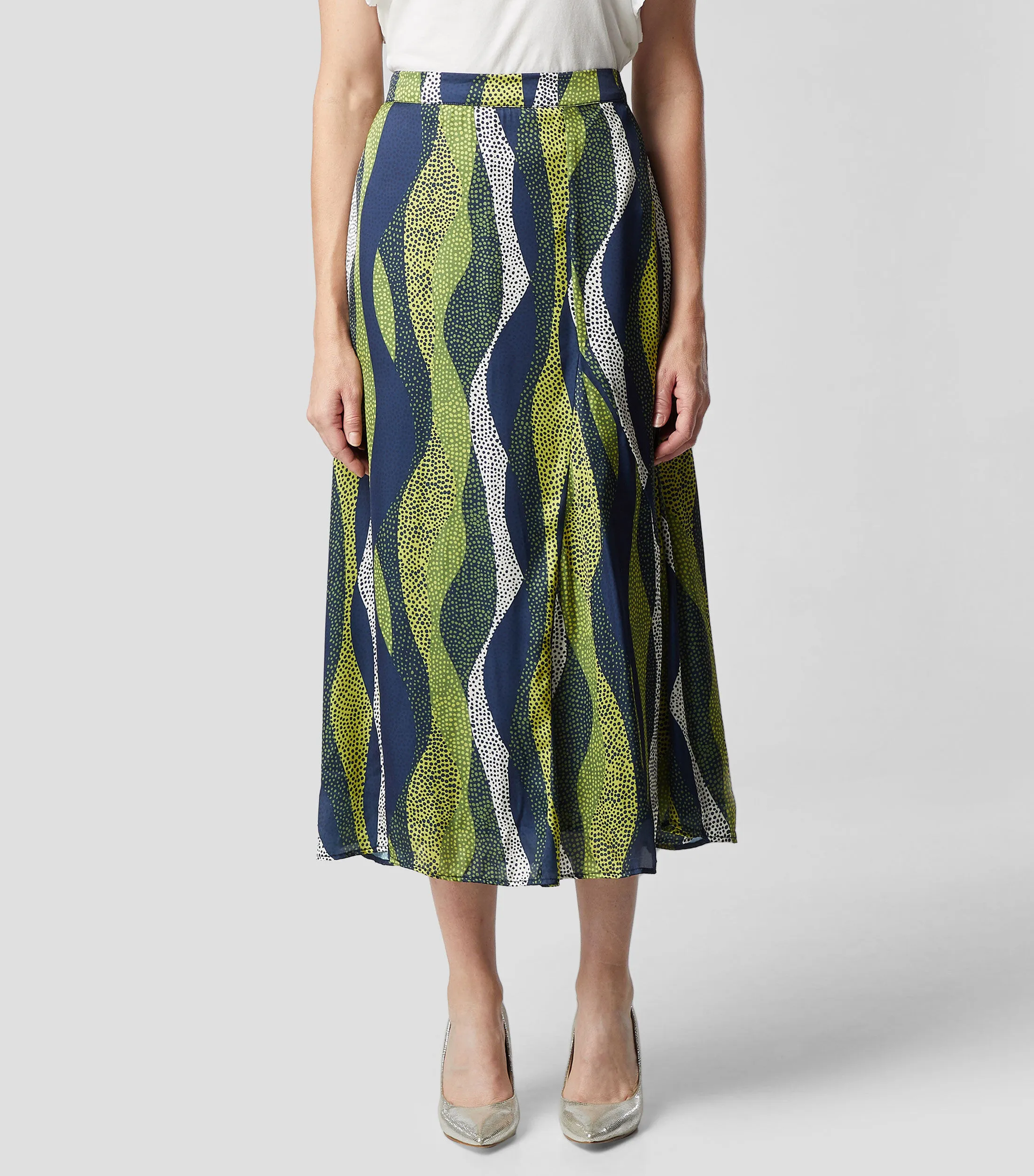 Chester & Peck Falda larga de Corte "A" Estampada Mujer