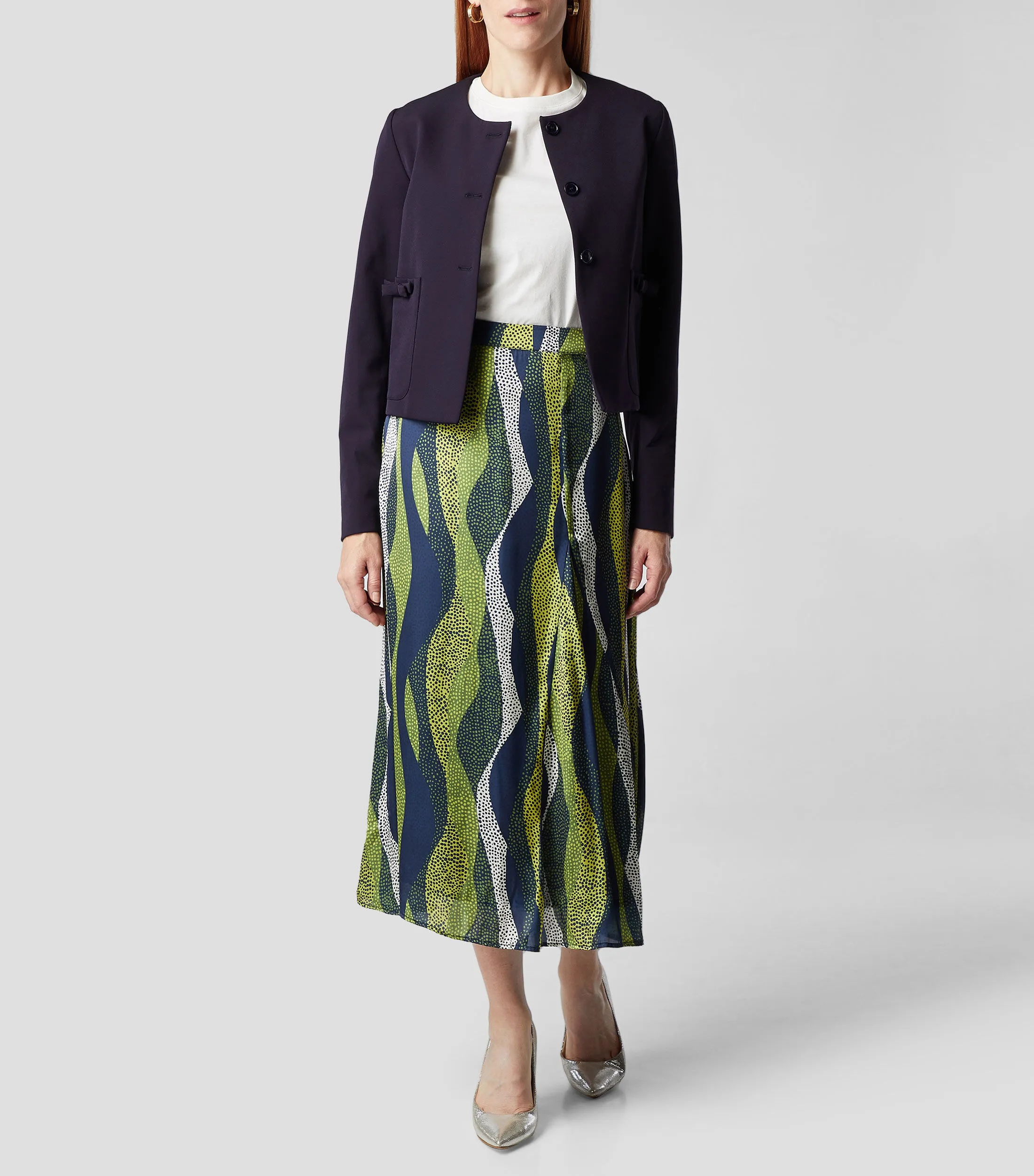 Chester & Peck Falda larga de Corte "A" Estampada Mujer