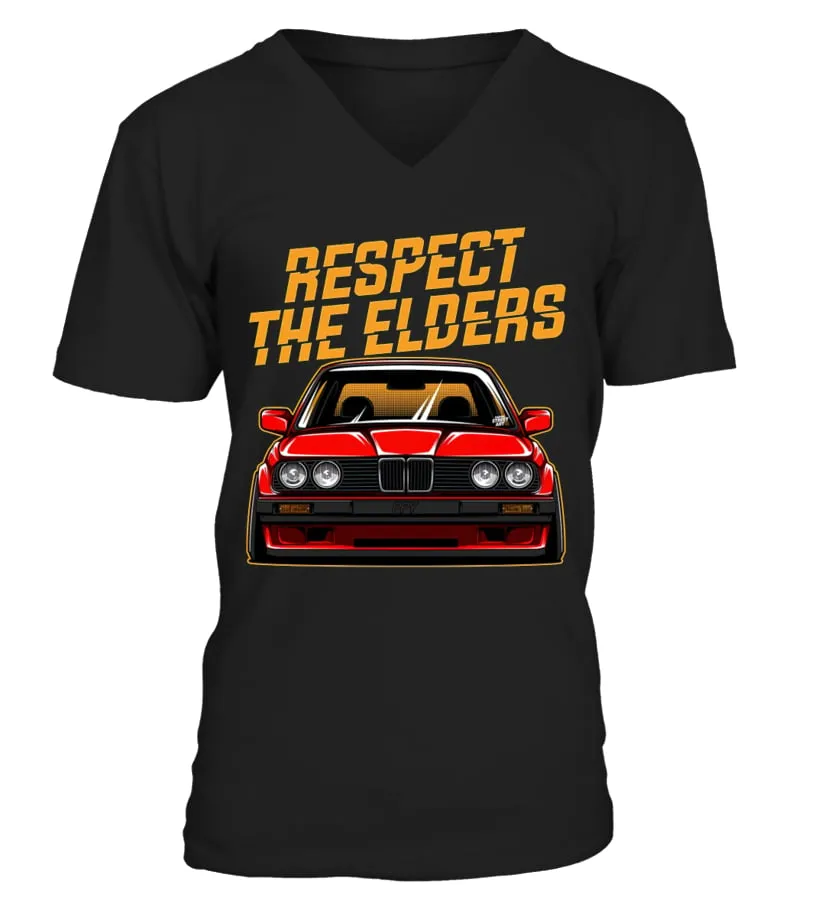 CLSCR021BK.RESPECT THE ELDERS  PAPAYA STREETART TSHIRT CAMISETA CUELLO EN V UNISEX