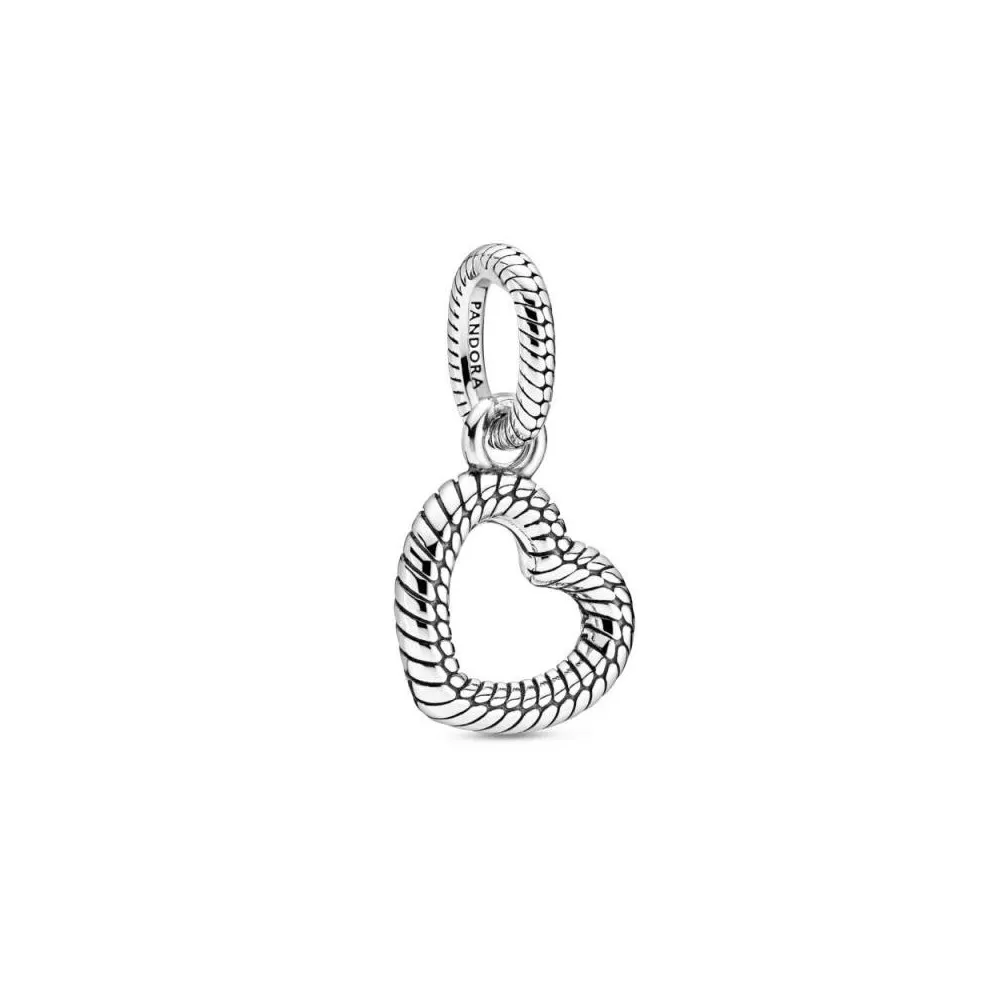Colgante en plata de ley Cadena de Serpiente y Corazón Abierto