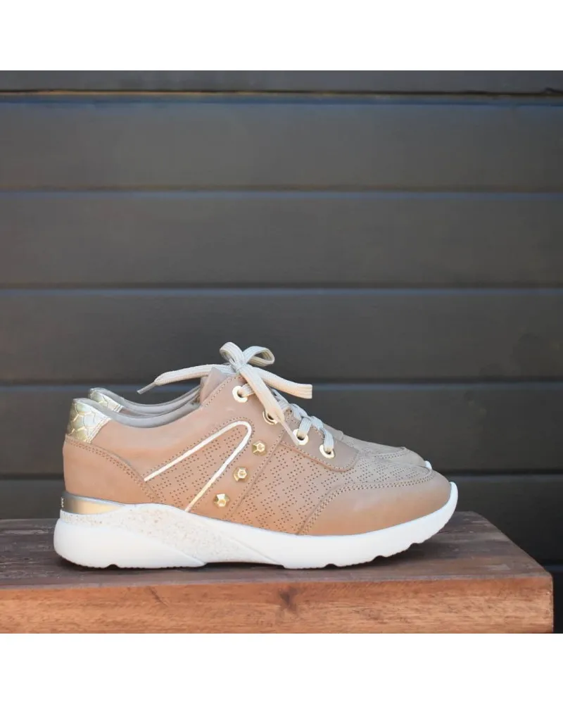 Deportivo de piel LOVE taupe