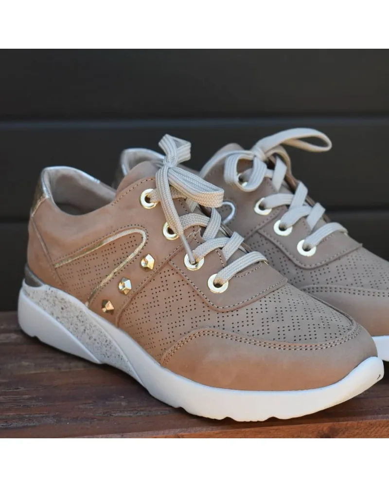 Deportivo de piel LOVE taupe