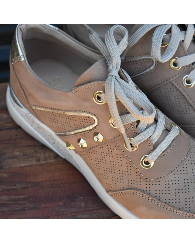 Deportivo de piel LOVE taupe