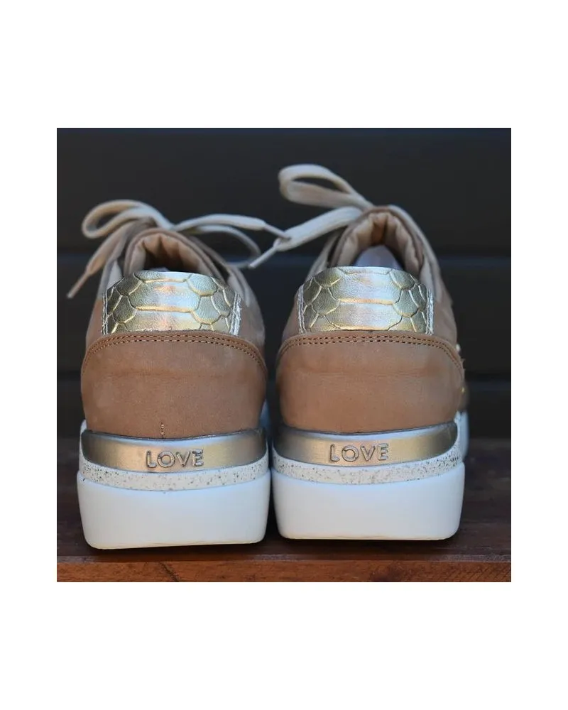 Deportivo de piel LOVE taupe