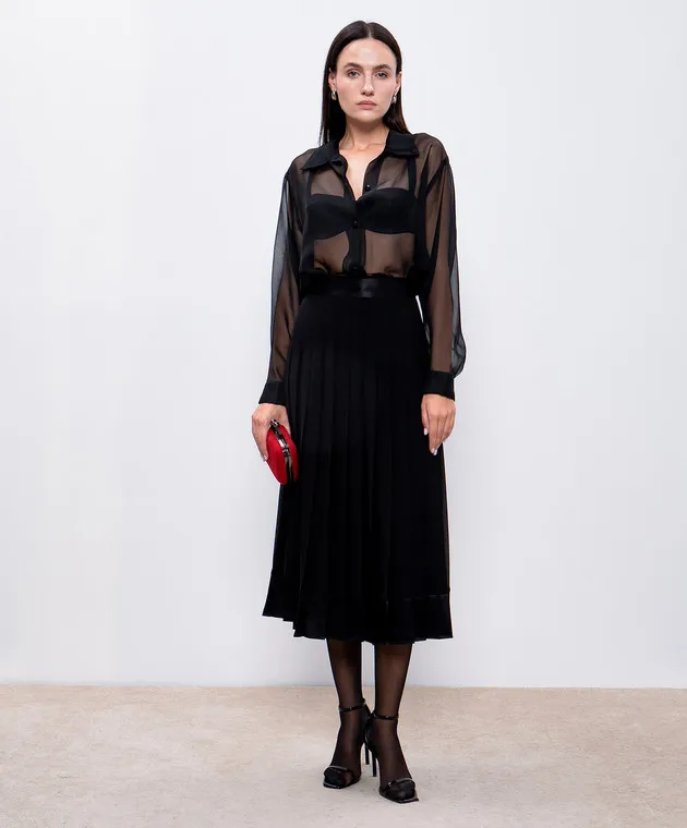 Dolce&Gabbana Black pleated silk skirt