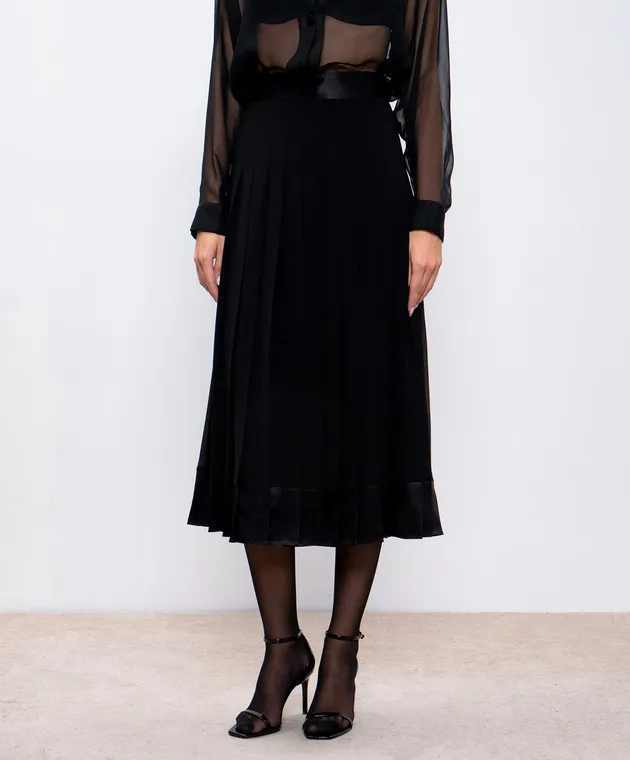 Dolce&Gabbana Black pleated silk skirt