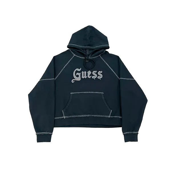 GUESS ORIGINALS GO STUD CONTRAST HOODIE   JET BLACK MULTI