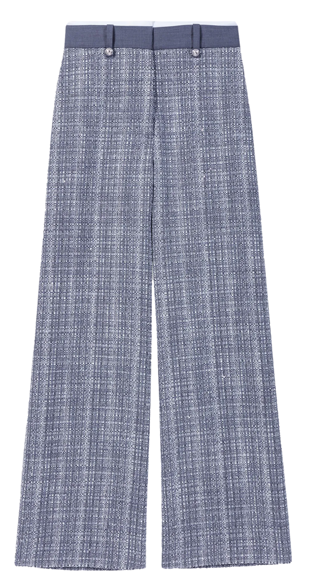 MAJE Pantalón ancho de tweed de talle alto en gris