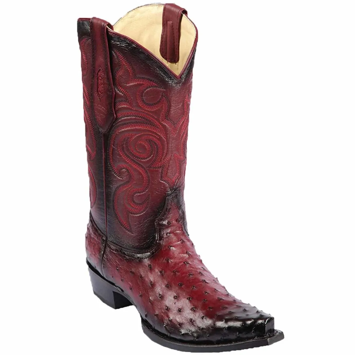 MEN'S LOS ALTOS ORIGINAL OSTRICH SNIP TOE BOOTS  FADED BURGUNDY 940343