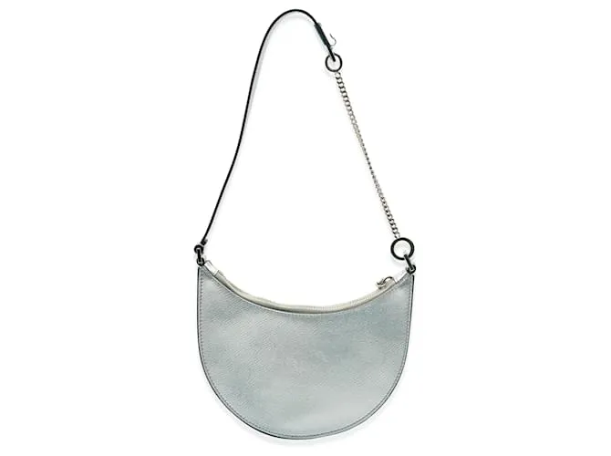 Mini Hobo Vlogo en piel de ternera texturizada plateada de Valentino 