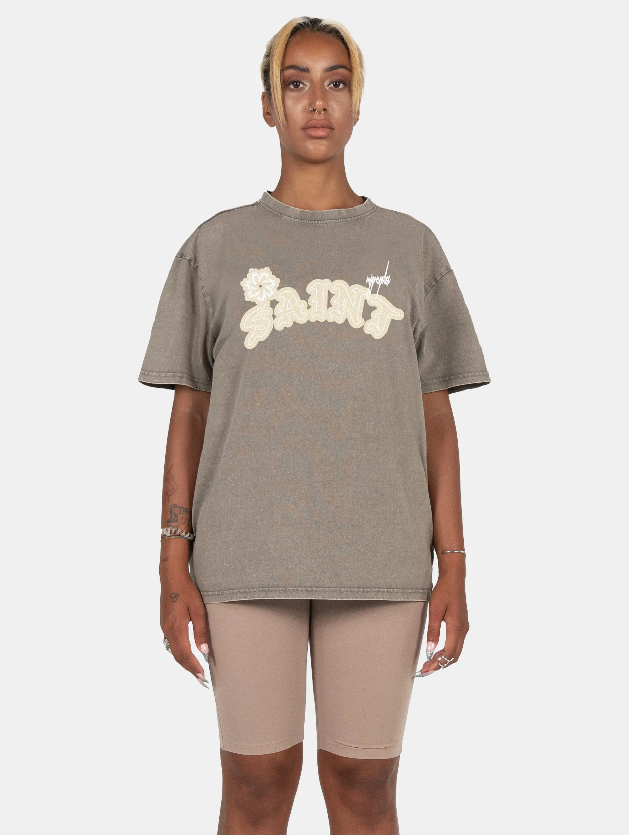 MJ GONZALES MJ GONZALES LADIES SAINT X ACID WASHED HEAVY OVERSIZED TSHIRTS