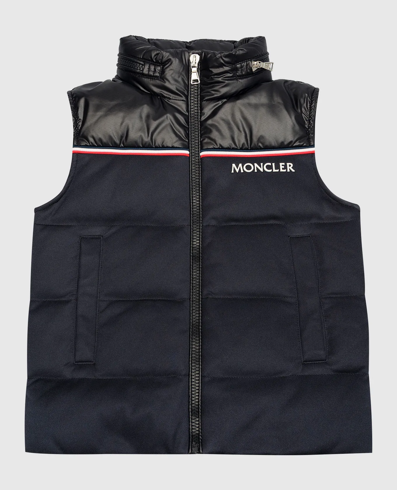 Moncler ENFANT Children's blue Peter down vest with logo