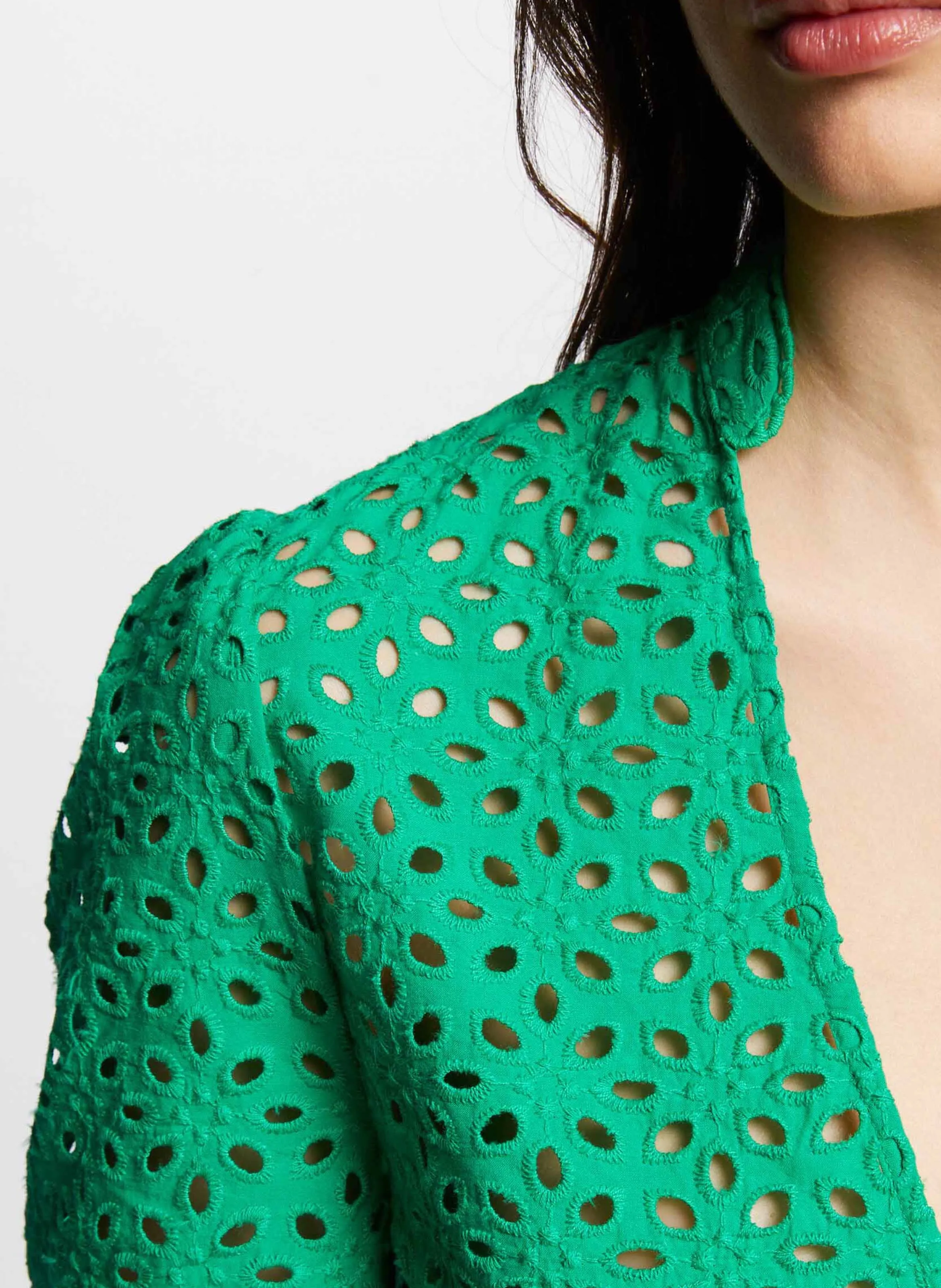 MORGAN CFLAM  CAMISA DE ALGODóN CON CUELLO DE PICO EN VERDE
