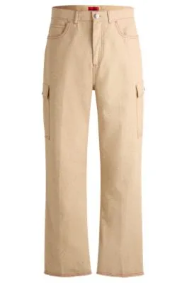 Pantalones HUGO x Les Benjamins relaxed fit de lona de algodón estampada