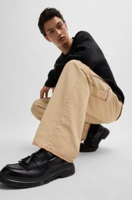 Pantalones HUGO x Les Benjamins relaxed fit de lona de algodón estampada