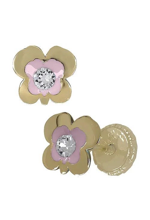 PENDIENTES TIPO TREBOL DE ORO AMARILLO DE LEY CON CIRCONITA 030_3194R